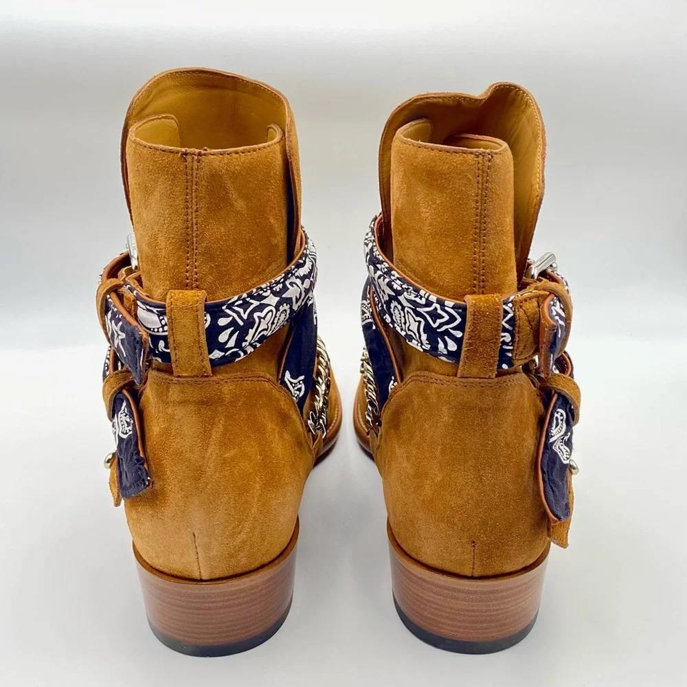 Amiri NIB suede cowboy bandana boots 43 1/2 in cognac - Picture 8 of 8